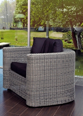 Fauteuil Avero alu/wicker coloris Ice +  cous...